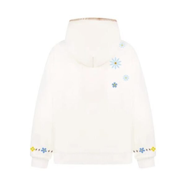 Floral Embroidery Hooded Sweatshirt Unisex Loose Casual Outerwear