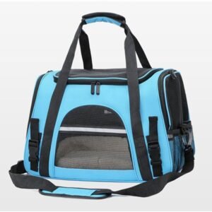 Foldable & Expandable Pet Carrier Bag - Mesh Breathable Cat/Dog Travel Bag - Light Blue