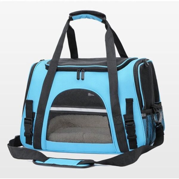 Foldable & Expandable Pet Carrier Bag - Mesh Breathable Cat/Dog Travel Bag - Light Blue