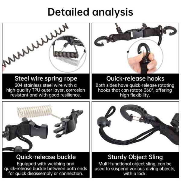 Stainless Steel Spring Cord for GoPro Action Cameras