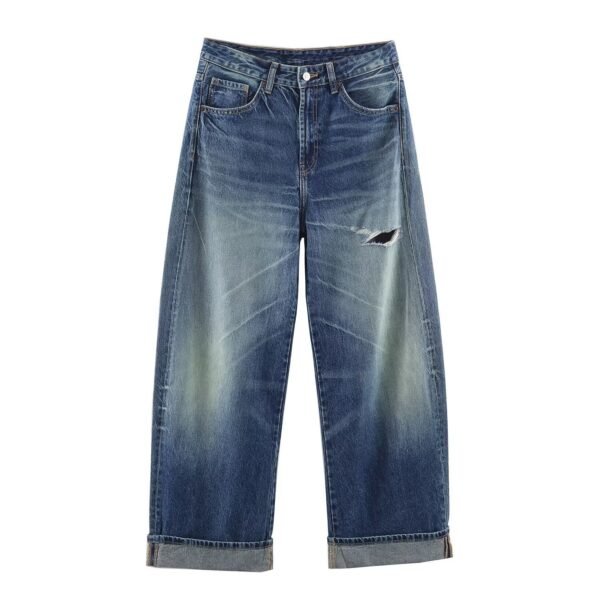 Mid waist loose ripped jeans - Blue,